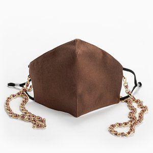 Brown Luxury Face Mask with Chain